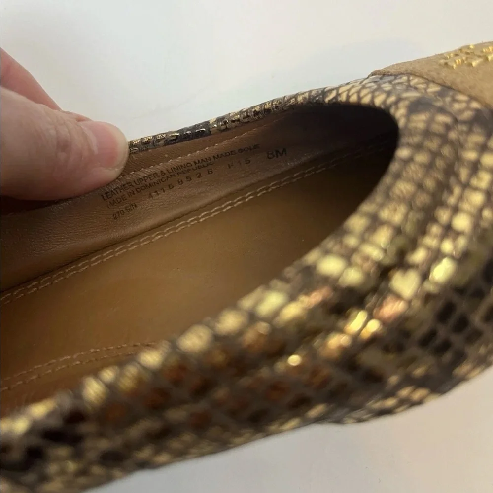 Tory Burch woman’s gold snakeskin metallic ballet flats slip on‎ size 8 casual
